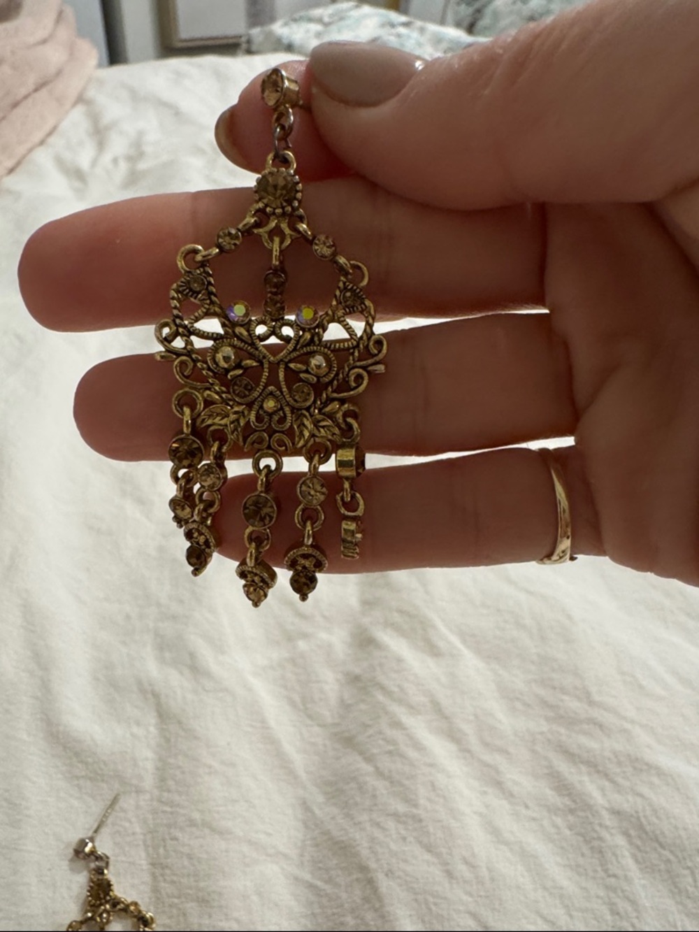 3/$50! Vintage-Style Gold Filigree Dangle Earrings